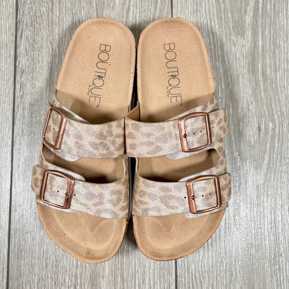 Corkys Shoes - Corkys Sandals - Beach Babe Beige Sparkle Leopard Print Size 7